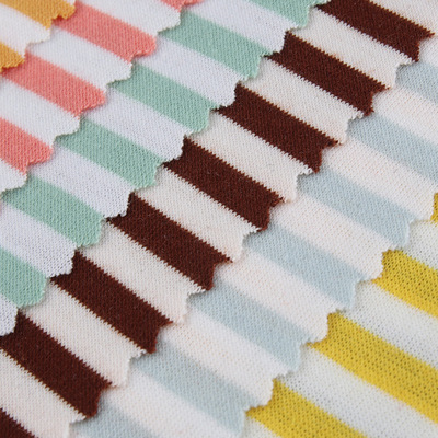 条子条纹针织面料 32s色织经编打底衫连衣裙面料 弹力涤纶针织布料