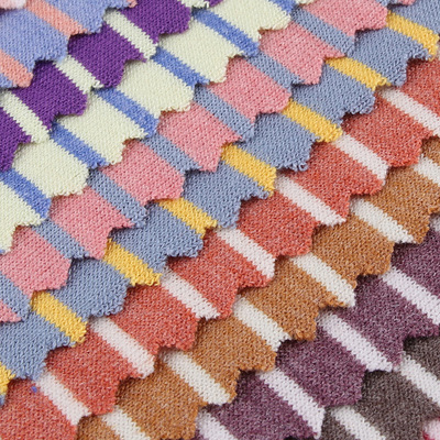 180g经编彩色条纹女装连衣裙面料 色织条纹布料